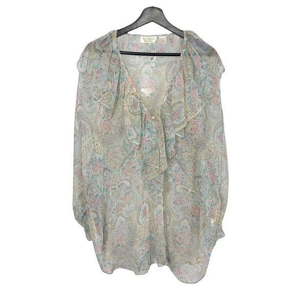 Vintage Other - Vintage 90s Victoria's Secret Gold Label Paisley Floral Sheer Night Gown Large